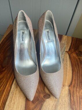 Dune London Rose Gold / Champagne Metallic Pointed Toe Stiletto Heels - Size 38